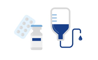 Infusion und Medikamente, symbolisch für Chemotherapie
