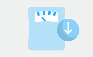 Waage und Patient, symbolisch für Gewichtsverlust