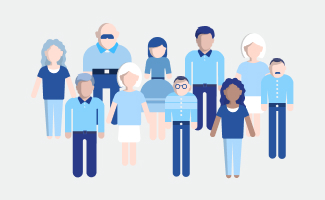 Menschengruppe verschiedenen Alters und Geschlechts