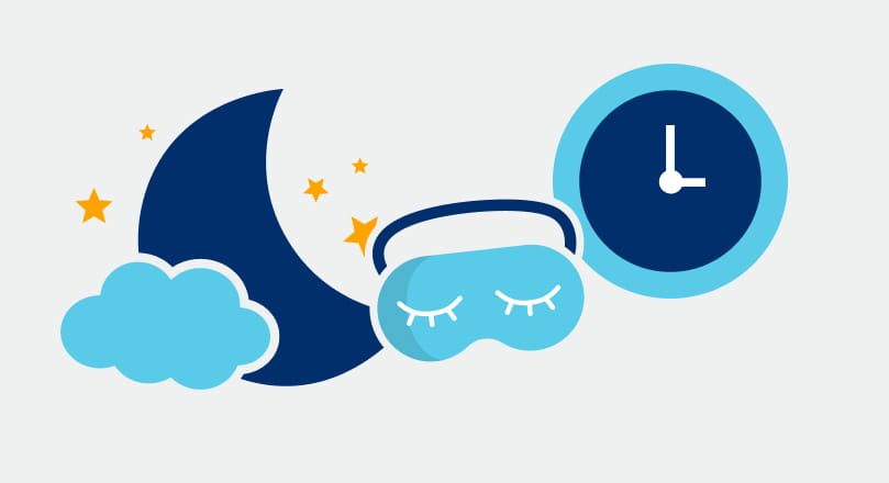 Symbole für ausreichend Schlaf und geregelter Tagesablauf