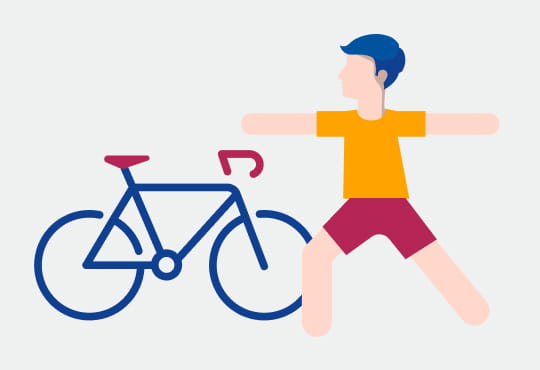 Fahrrad und Yoga - symbolisch für Sport bei Myasthenie