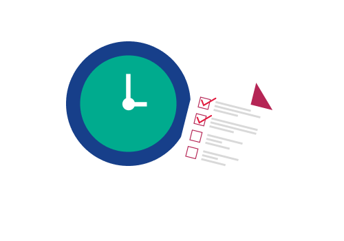 Uhr und Checkliste - symbolisch für sinnvolle Zeitplanung