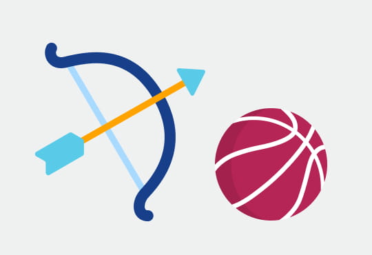 Bogenschießen und Basketball - symbolisch für körperlich aktiv sein bei NMOSD